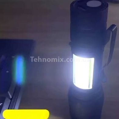 Ручной светодиодный туристический LED фонарь с боковым светом Charging Flashlight Черный