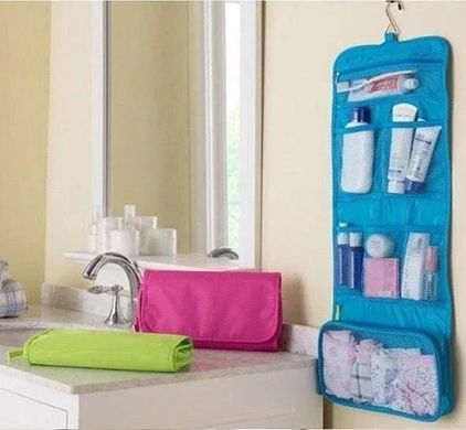 Дорожный подвесной органайзер для косметики Makeup Travel Голубой