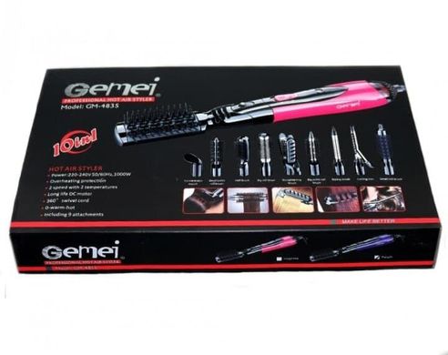 Повітряний фен стайлер для волосся 10 в 1 Gemei GM-4835 Рожевий