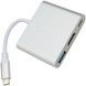 Перехідник Type C 3.0 HUB (гн. USB type C + гн. HDMI + гн. USB 3.0), з кабелем 10см