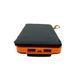 Power Bank с тремя солнечными панелями для автономной зарядки 10000 mAh Черный с оранжевым