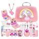 Набір дитячої косметики та аксесуарів у валізці 28в1 HEANING FlyBeauty Washable Cosmetic Рожевий