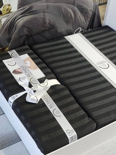 Постільна білизна Romeo Line siyah Сатин-страйп Бавовна Полуторний розмір