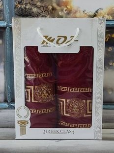 Рушники подарункові Moz versace bordo набір 2шт