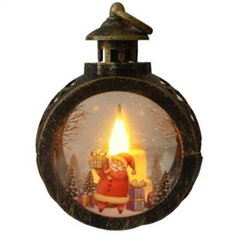 Ліхтар новорічний декоративний круглий Дід мороз S-7117 Чорний