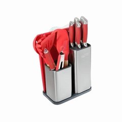 Набір ножів та кухонне начиння 17 предметів Zepline ZP-047 Червоний