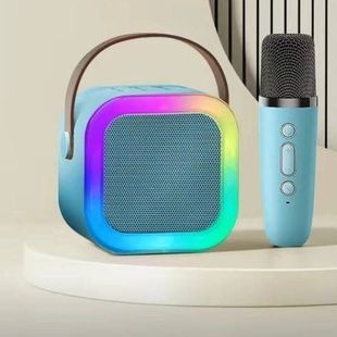 УЦЕНКА! Караоке детское с LED подсветкой с одним микрофоном K12 Голубое