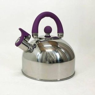 Чайник из нержавеющей стали со свистком 2,5л UNIQUE UN-5302 Фиолетовая ручка