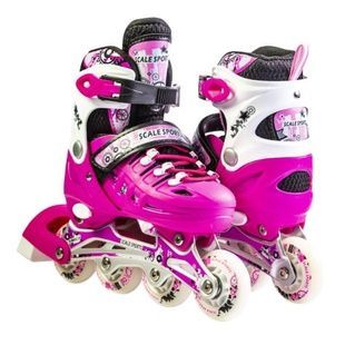 Ролики дитячі розсувні з повним комплектом захисту 29-33 Scale Sports Pink Яскраво-рожеві
