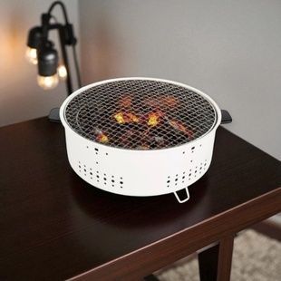 Гриль угольный бездымный металлический с решеткой 32*32*11.5 см NO898 Белый