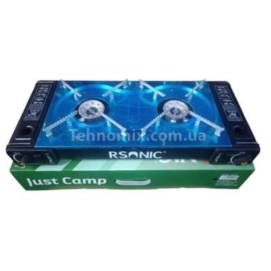Плита газовая на 2 конфорки для туристических газовых баллонов 2.3KW RSONIK 4016 Черная