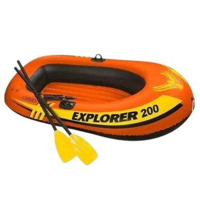Човен надувний з веслами та насосом в комплекті 185х94х41см Intex EXPLORER 58331 Помаранчевий