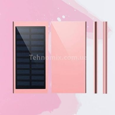 Power bank 20000mAh із сонячною панеллю Solar Charger Рожевий