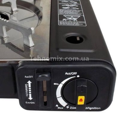 Плита газовая на 2 конфорки для туристических газовых баллонов 2.3KW RSONIK 4016 Черная