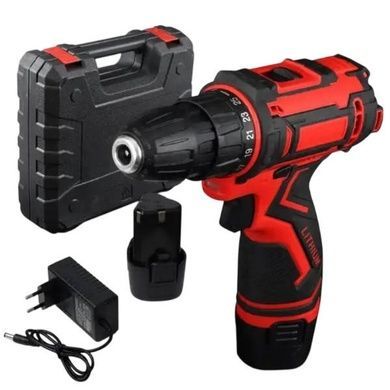Шуруповёрт аккумуляторный с насадками KRAFFTEC 24V Чёрный с красным