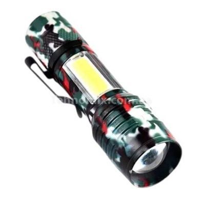 Ручний світлодіодний туристичний LED ліхтар із бічним світлом Charging Flashligh Камуфляж