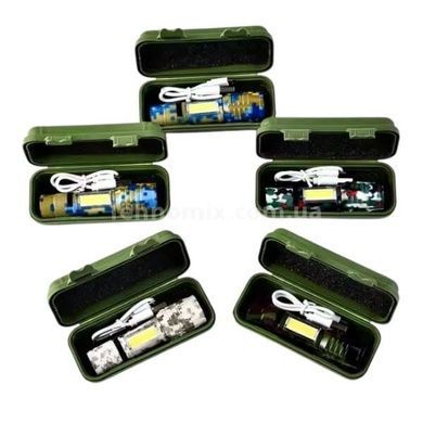 Ручний світлодіодний туристичний LED ліхтар із бічним світлом Charging Flashligh Камуфляж