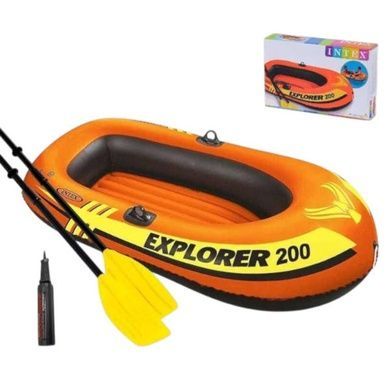 Човен надувний з веслами та насосом в комплекті 185х94х41см Intex EXPLORER 58331 Помаранчевий