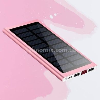 Power bank 20000mAh із сонячною панеллю Solar Charger Рожевий