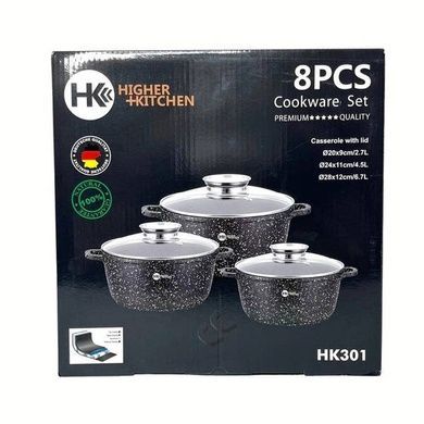 Набір гранітного посуду 6 предметів HIGHER+KITCHEN HK-301 Чорний