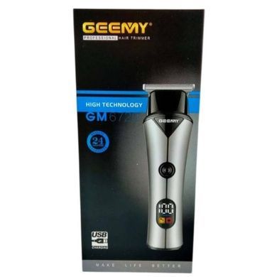 Машинка для стрижки волосся акумуляторна GEEMY-6729 Чорна із сірим