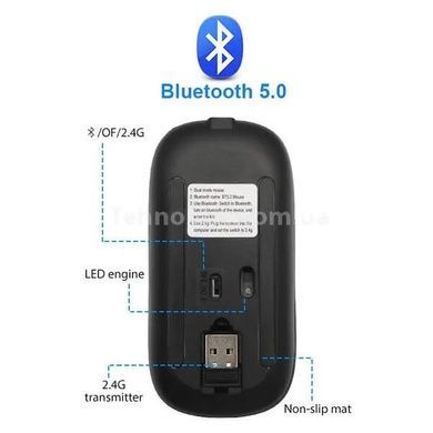Миша бездротова безшумна з RGB підсвічуванням Bluetooth + 2.4 ГГц BauTech