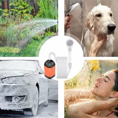 Душ кемпинговый аккумуляторный SHOWER Черный с оранжевым