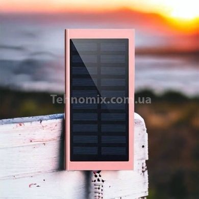 Power bank 20000mAh із сонячною панеллю Solar Charger Рожевий