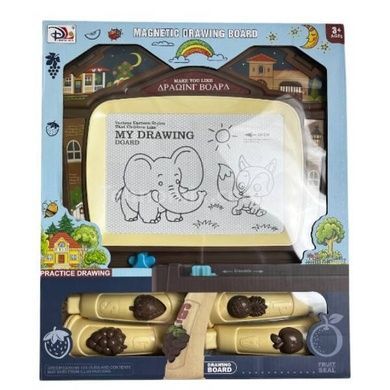 Столик для рисования с магнитной доской детский со штампами Magnetic Drawing Board Бежевые ножки