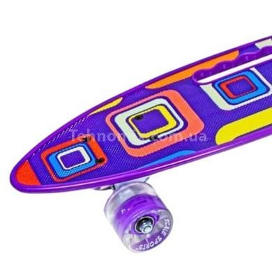 Пенні борд з колесами, що світяться PU Penny Board Picasso Фіолетовий з абстракцією