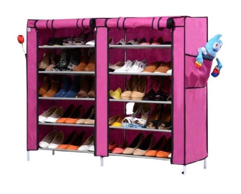 Тканинний подвійний шафа для взуття Shoe Cabinet 5 Layer 6510 Рожевий