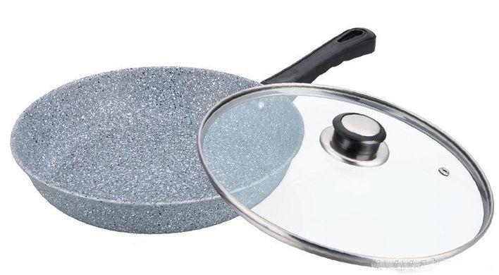Сковорода глибока з антипригарним гранітним покриттям з кришкою 24*7см BN-518