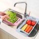 Корзина для мойки фруктов и овощей на раковину раздвижная Розовая