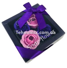 Подарочный набор с розами из мыла Soap Flower 4 шт Фиолетовый
