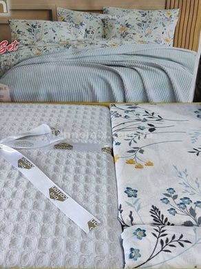 Постільна білизна літня Bio Cotton Gri Ранфорс (покривало вафельне) Євро розмір