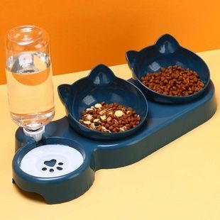 Поїлка автоматична 500мл із двома мисочками для корму Pet Синя
