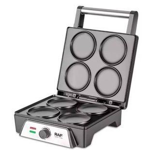 Вафельниця для панкейків з антипригарним покриттям 1600Вт Sandwich machine R.2520 RAF Чорна