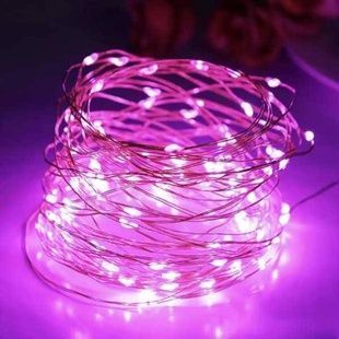 Гирлянда 200LED 20м на батарейках Розовая