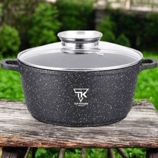 Каструля кругла з кришкою 6,63 л 28см Top Kitchen TК00053 Чорна
