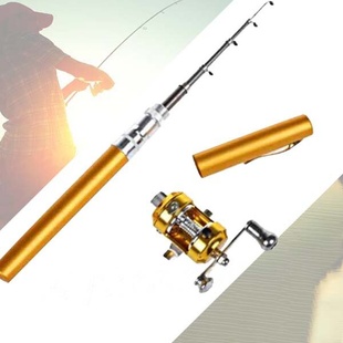 Складна міні вудка 97 см Fishing Rod In Pen Case Gold