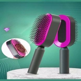 Масажна 3D гребінець для волосся Central Hollow Cushion Comb Сіра з рожевим