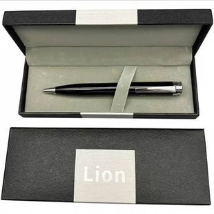 Ручка шариковая металлическая в подарочном футляре Lion 100 Черная с серым