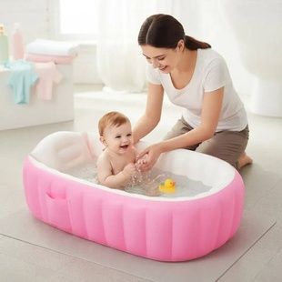 Ванна надувна дитяча компактна AND1440 Біла з рожевим
