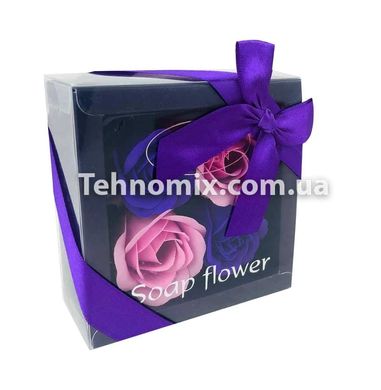 Подарочный набор с розами из мыла Soap Flower 4 шт Фиолетовый