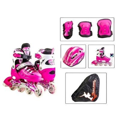 Ролики дитячі розсувні з повним комплектом захисту 34-37 Scale Sports Pink Яскраво-рожеві