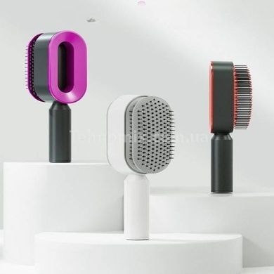 Массажная 3D расческа для волос Central Hollow Cushion Comb Серая с розовым