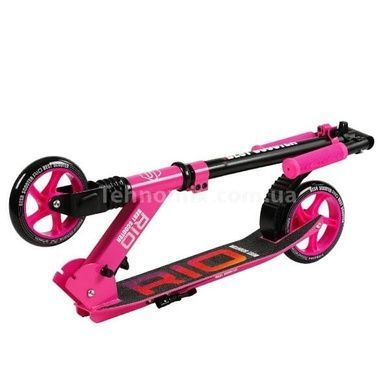 Самокат двухколесный с алюминиевым тормозом R-21071 Best Scooter Черный с розовым
