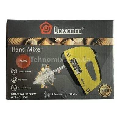 Міксер ручний 7 швидкостей 260Вт Domotec 6633Y Жовтий