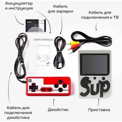 Портативна приставка Retro FC Game Box Sup 400 in 1 Plus White + джойстик