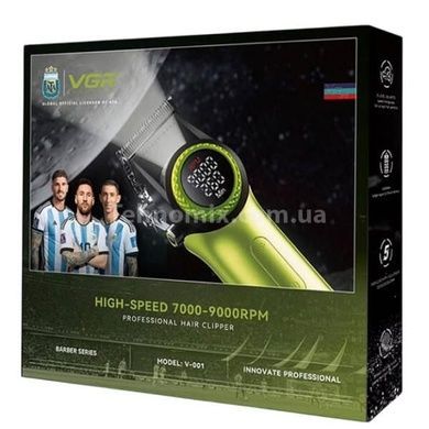 Машинка для стрижки волос аккумуляторная с 10 насадками и LED дисплеем VGR V-001 Зеленый